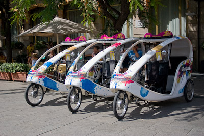 Tricycle taxis in Barcelona